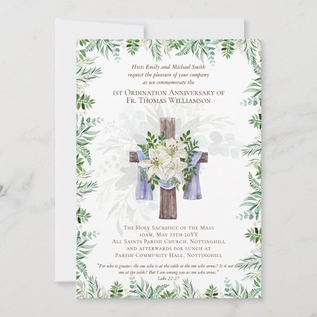 TOUT Anniversaire d'Ordination Invitation Bois rus (Devant)