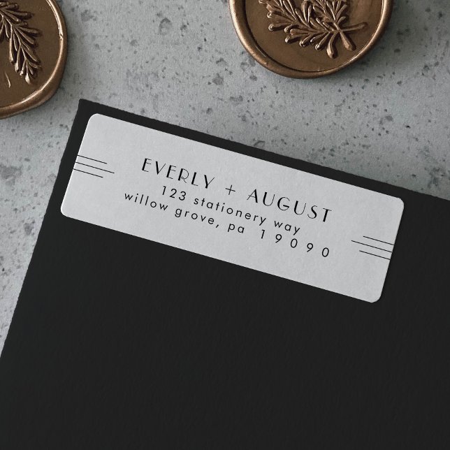 TOUT Art Déco Blanc Noir Retour Adresse Étiquettes (EVERLY Art Deco White Black Return Address Labels)