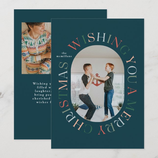 Tout autour Joyeux Noël Carte photo coloré (Devant / Derrière)