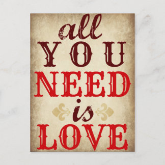 Tout ce dont vous avez besoin c'est l'amour Carte 