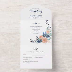 Tout compris Coral et Faire-part de mariage Bleue