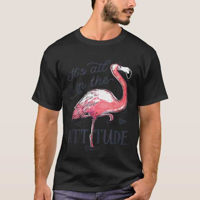 Tout dans le T-shirt Attitude Flamant rose rose Ea (Devant)