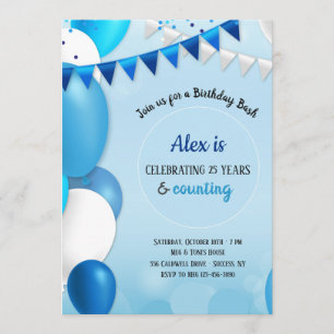 Tout en bleu Invitation d'anniversaire