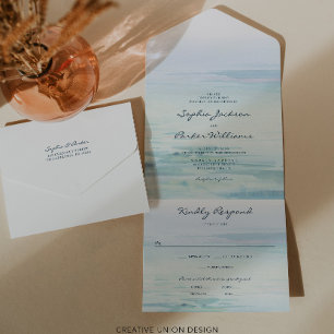Tout En Un All in One Watercolor Beach Invitation de mariage