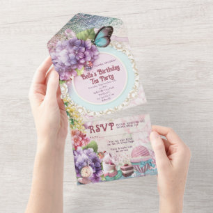 TOUT EN UN Anniversaire Tea Party Invitation