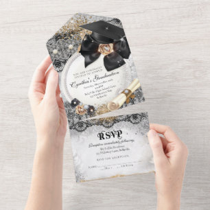 TOUT EN UN Bling Graduation Invitation