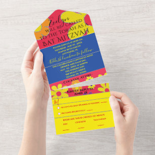 Tout En Un BM Bar Bat mitzvah Toutes n Une seule Invitation F