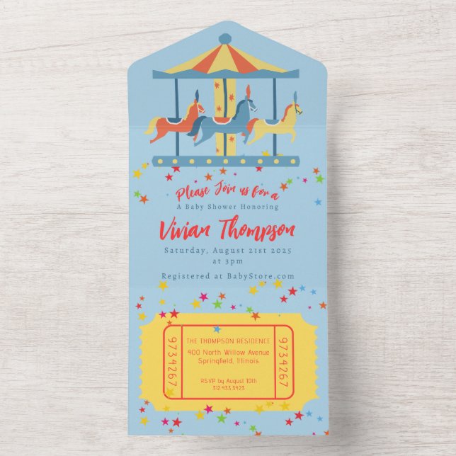 Tout En Un Carousel Cirque Invitation d'anniversaire (À l'intérieur)