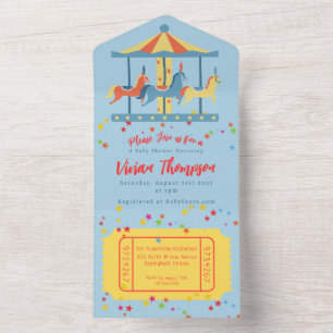 Tout En Un Carousel Cirque Invitation d'anniversaire