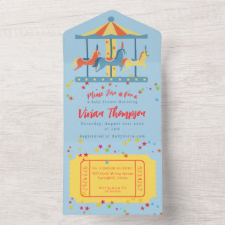 Tout En Un Carousel Cirque Invitation d'anniversaire