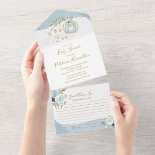Tout En Un Citrouille Boy Baby shower Invitation & Conseils C
