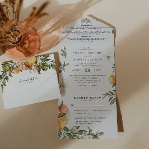 Tout En Un Citrus Orchard Botanique   Invitation de mariage t