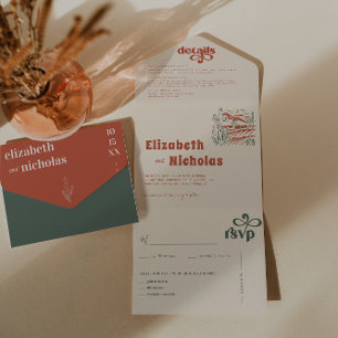 Tout En Un Désert moderne de Boho   Invitation de mariage tou