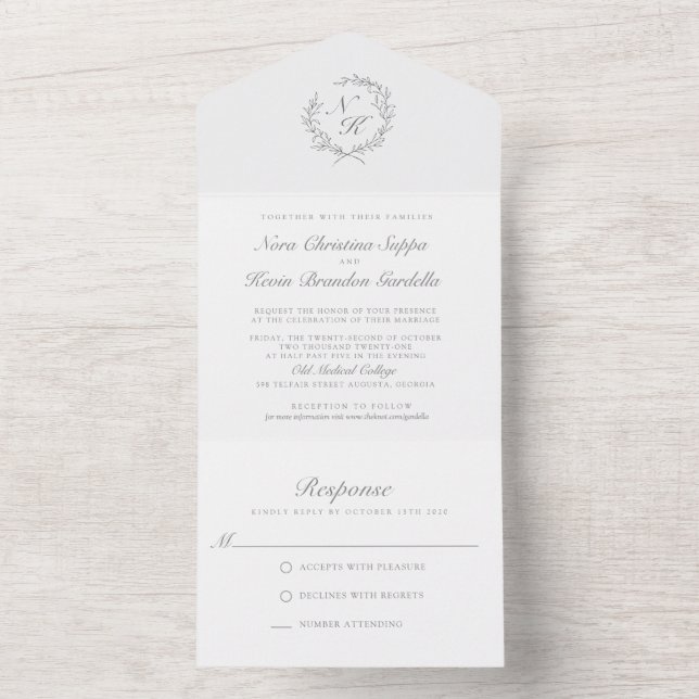 Tout en un Élégant Mariage Invitation (À l'intérieur)