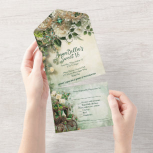 Tout En Un Élégante Fairytale Sweet 16 Invitation tout-en-un 