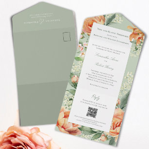 Tout En Un Élégante invitation de mariage tout-en-un aquarell