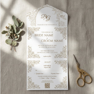Tout En Un Faire invitation de mariage floral vert sauge Élég