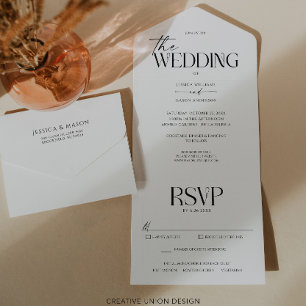 Tout En Un Invitation à trois volets moderne Whimsy Mariage