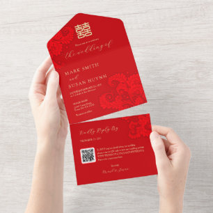 Tout En Un Invitation All in One Traditionnelle Mariage Chino