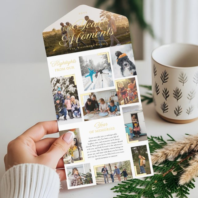 Tout En Un Invitation Année en moments Famille Photo Collage Noël (Year in Moments Family Photo Collage Christmas All In One Invitation)