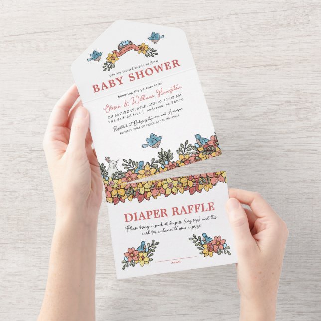 Tout en un Invitation Baby shower de Pâques (Déchirure)