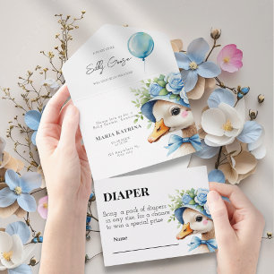 Tout En Un Invitation Baby shower d'un sot goose