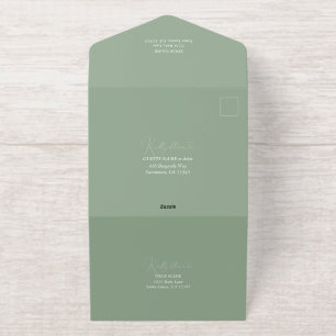 Tout En Un Invitation Belle grues en papier Sage Mariage vert