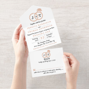 Tout En Un Invitation Cercles Mariages Monogrammes Chics Véritable Huile