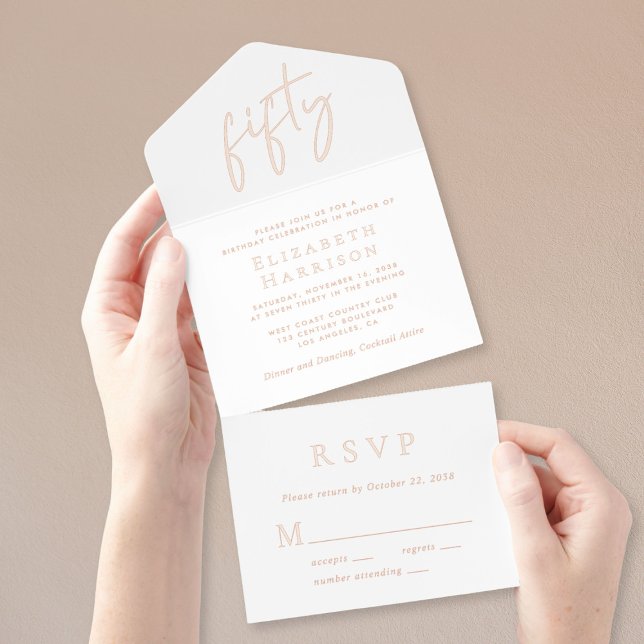 Tout En Un Invitation Chic Script 50e fête d'anniversaire (Créateur téléchargé)