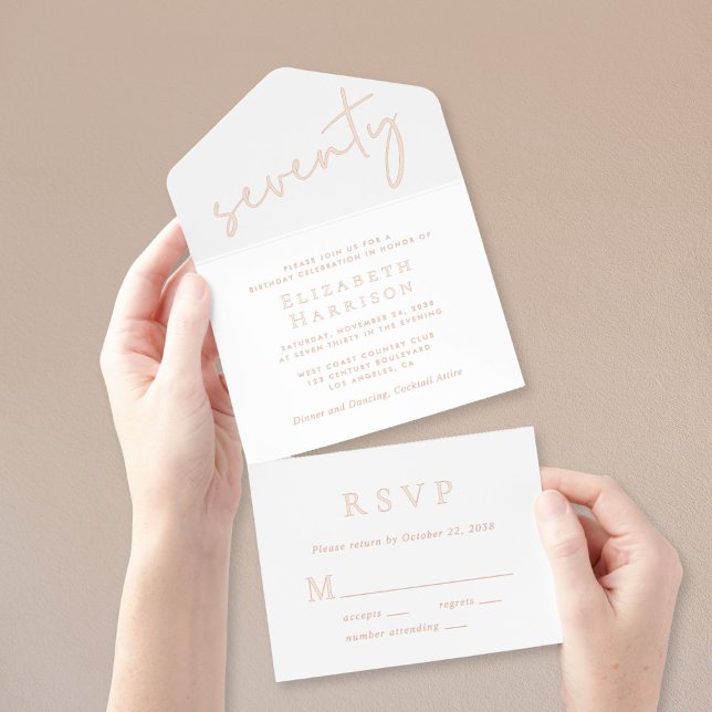 Tout En Un Invitation Chic Script 70e fête d'anniversaire (Créateur téléchargé)