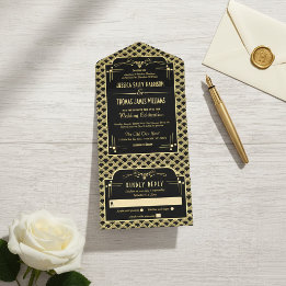Tout En Un Invitation Collection de Mariages Art Déco Gatsby vintage des