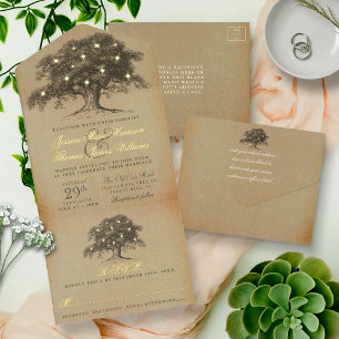 Tout En Un Invitation Collection Vintage de Mariages d'Old Oak Tree