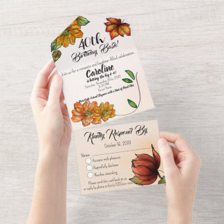 Tout En Un Invitation d'anniversaire All In One Floral Aquare
