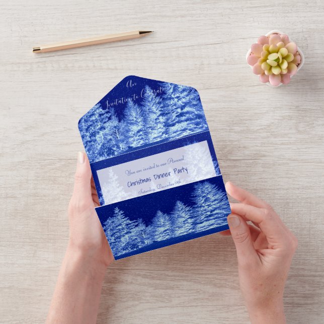 Tout En Un Invitation d'arbre de Noël bleu néon (Vidéo)