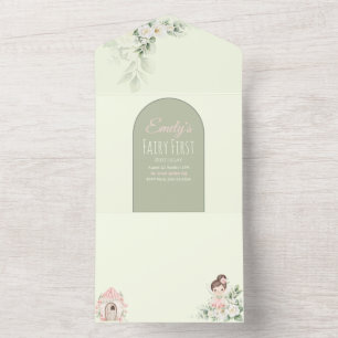 Tout En Un Invitation de 1er anniversaire de fée de fleur mig
