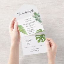 Invitation de mariage aquarelle tropicale tout-en-