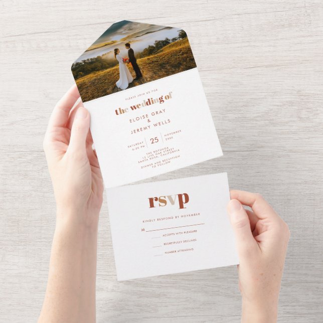 Tout En Un Invitation de mariage Boho All in One (Déchirure)