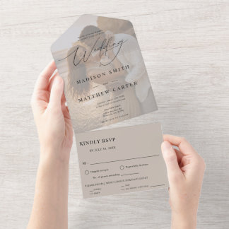 Tout En Un Invitation de mariage élégante tout-en-un photo mo
