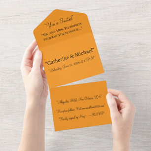 Tout En Un Invitation de mariage rétro orange   Vibrations es