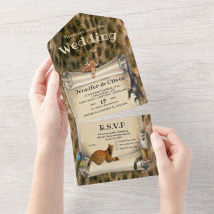 Tout En Un Invitation de mariage Safari Wildlife tout-en-un