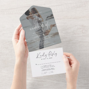 Tout En Un Invitation de mariage tout-en-un avec photo modern