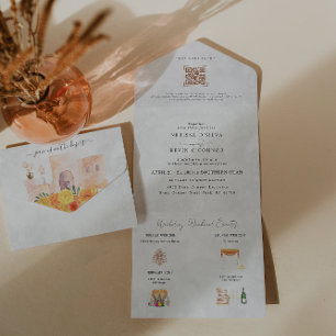 Tout En Un Invitation de mariage tout-en-un   Désert Boho Cac