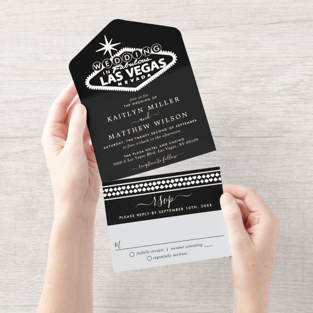Tout En Un Invitation Elégant Las Vegas Destination Mariage Real Foil (Détachable)