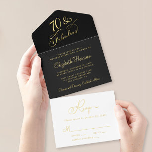 Tout En Un Invitation Élégante Black 70th Birthday Party