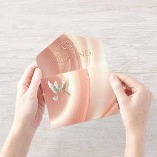 Tout En Un Invitation Faire-part de mariage élégant et doux rose