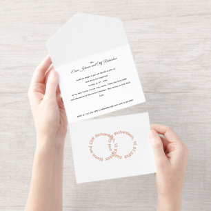 Tout En Un Invitation Mariage Élégant, Noms Écrits en Rose Gold