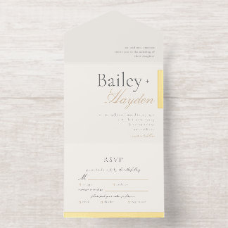 Tout En Un Invitation Mariage minimaliste avec bloc de feuille d'alumini