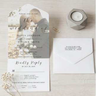 Tout En Un Invitation Mariage Photo Élégant Moderne Minimaliste