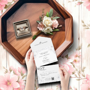 Tout En Un Invitation minimaliste tout-en-un avec QR code de