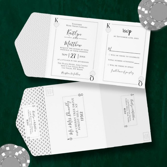 Tout En Un Invitation Monogramme Mariage de carte de jeu Real Foil Press (Créateur téléchargé)